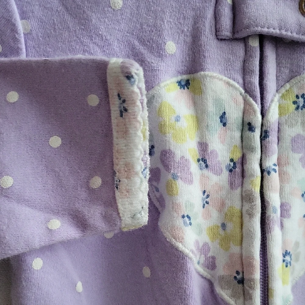 6m Carter's Lavender Baby Footie with Floral Accents